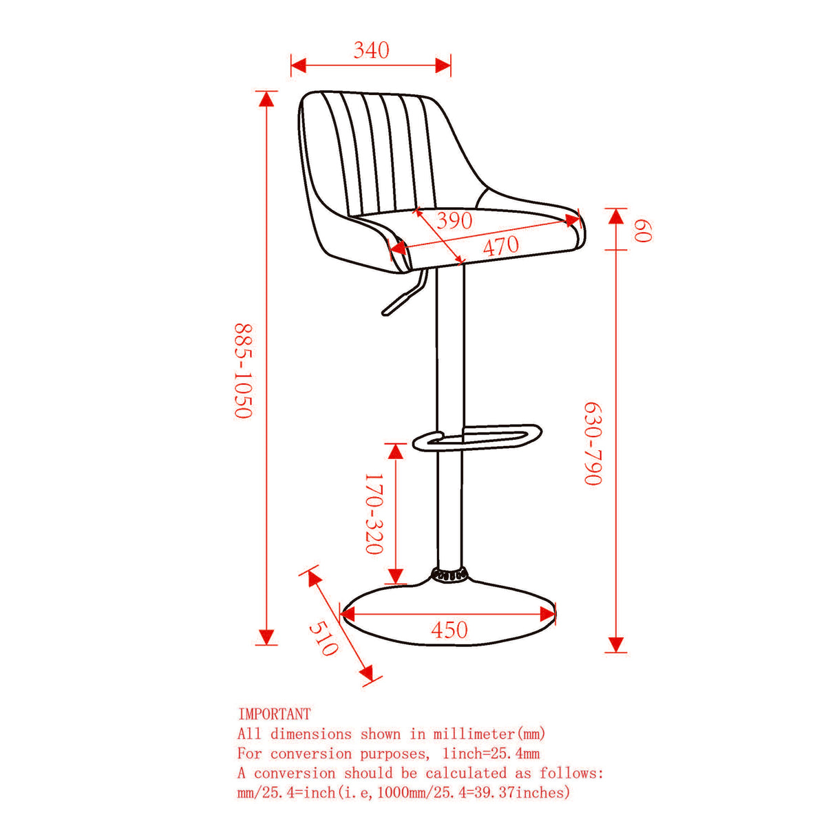 Kron Air-Lift Stool (White PU and Black) (Set of 2)