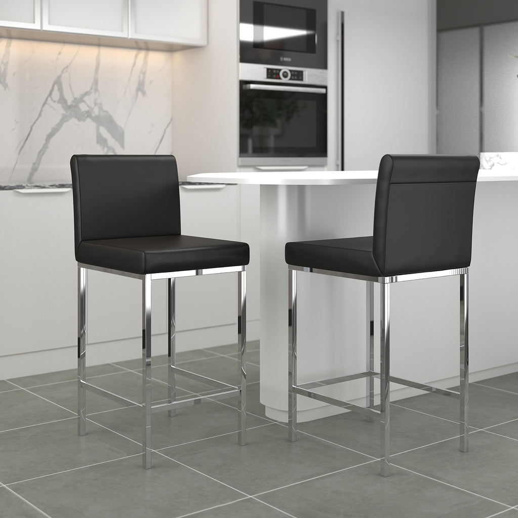 Porto 26″ Counter Stool (Black and Chrome) (Set of 2)