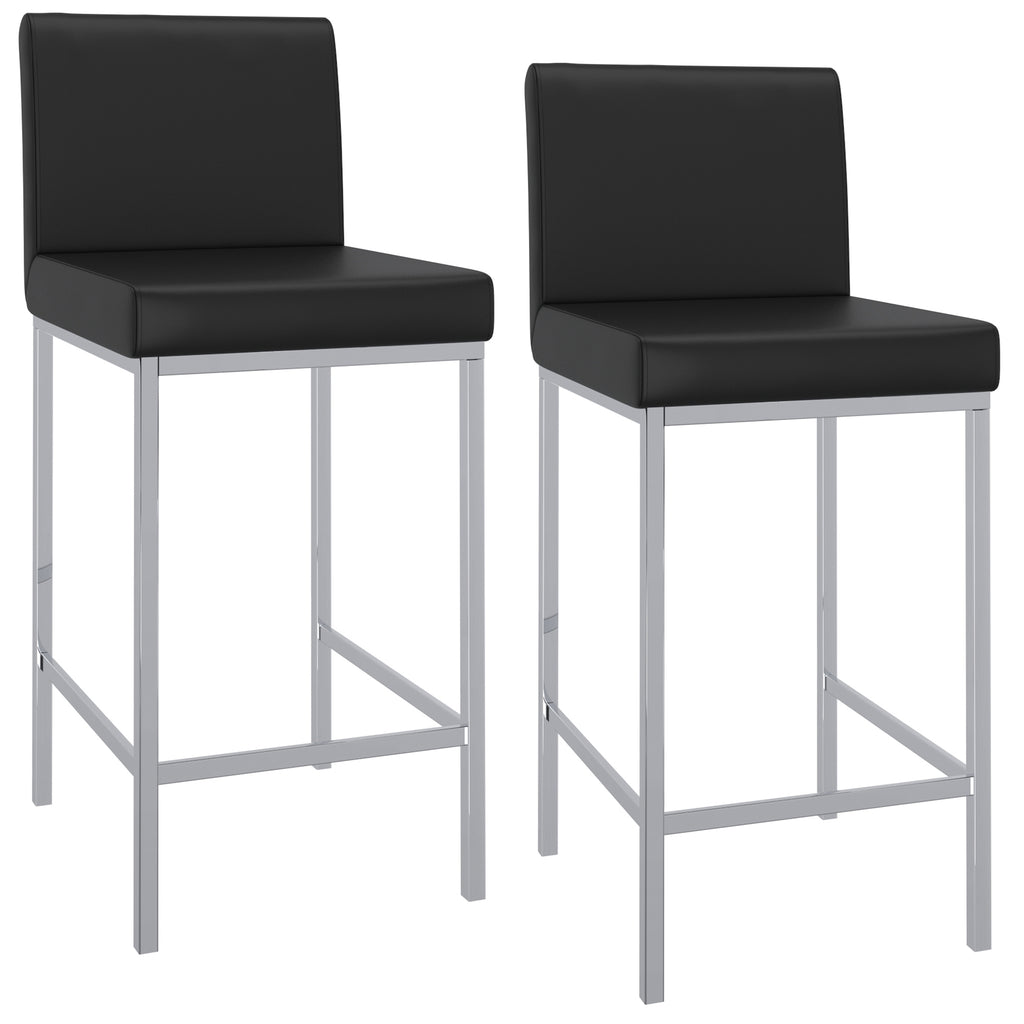 Porto 26″ Counter Stool (Black and Chrome) (Set of 2)