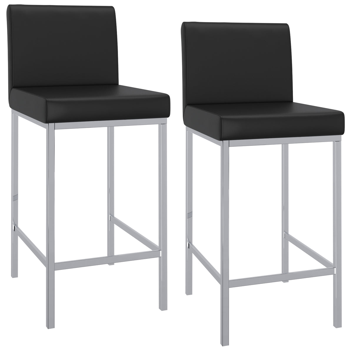 Porto 26″ Counter Stool (Black and Chrome) (Set of 2)