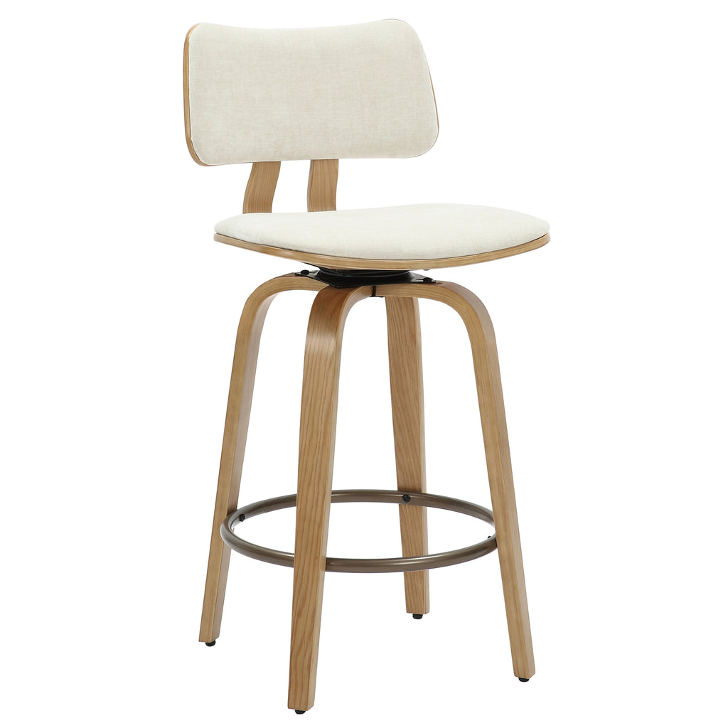 Zuni 26″ Counter Stool with Swivel, Fabric (Beige Fabric and Natural) (Set of 2)
