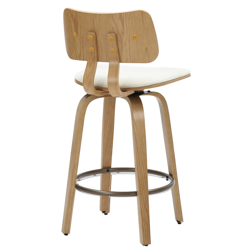 Zuni 26″ Counter Stool with Swivel, Fabric (Beige Fabric and Natural) (Set of 2)