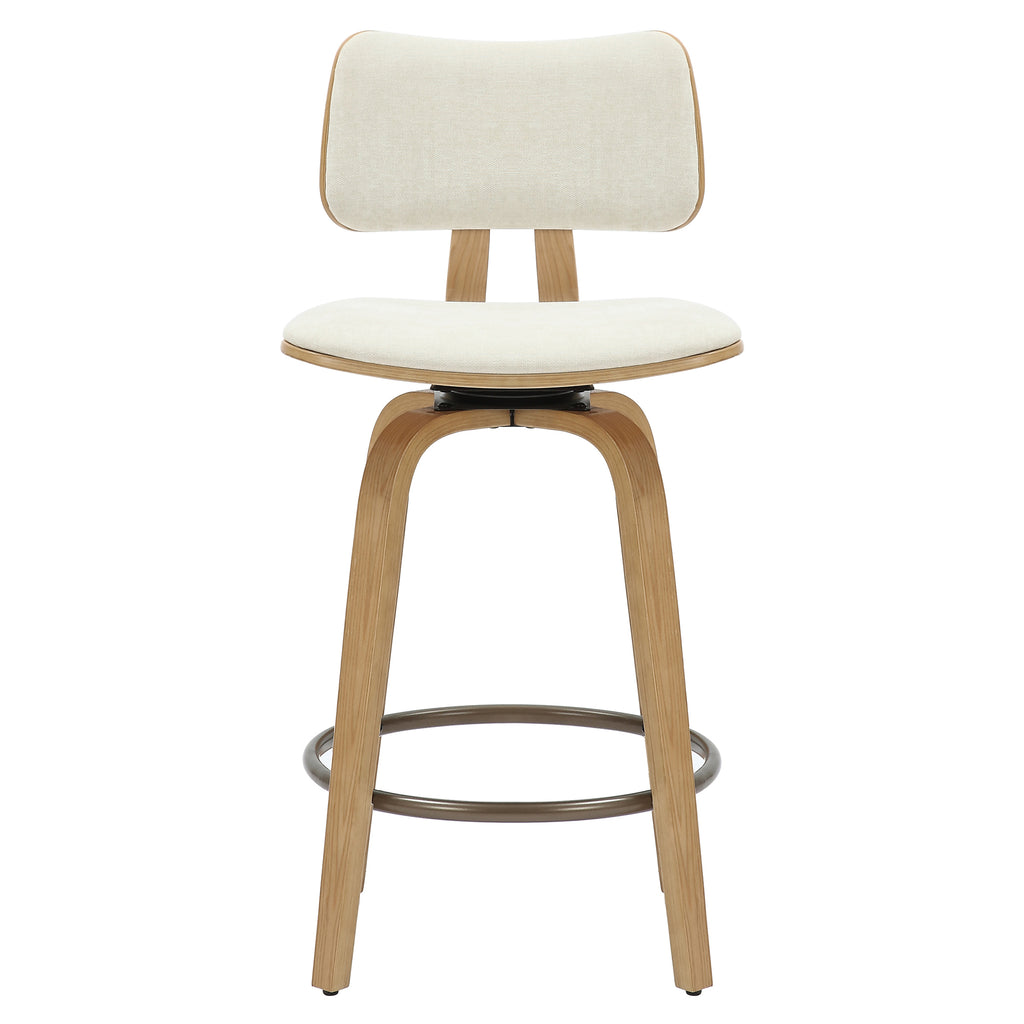 Zuni 26″ Counter Stool with Swivel, Fabric (Beige Fabric and Natural) (Set of 2)
