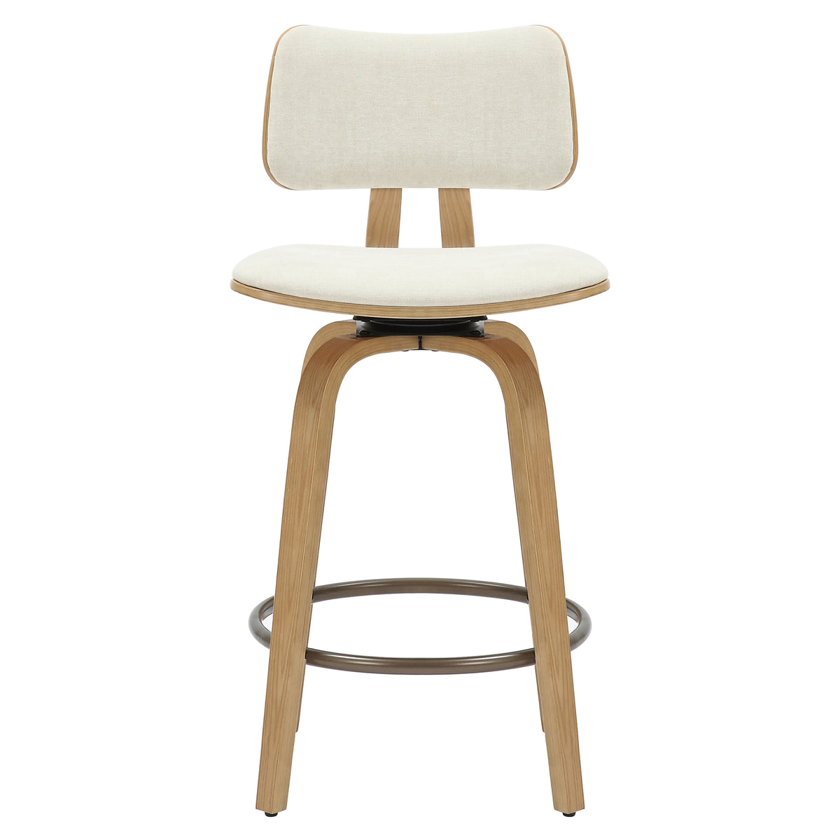 Zuni 26″ Counter Stool with Swivel, Fabric (Beige Fabric and Natural) (Set of 2)