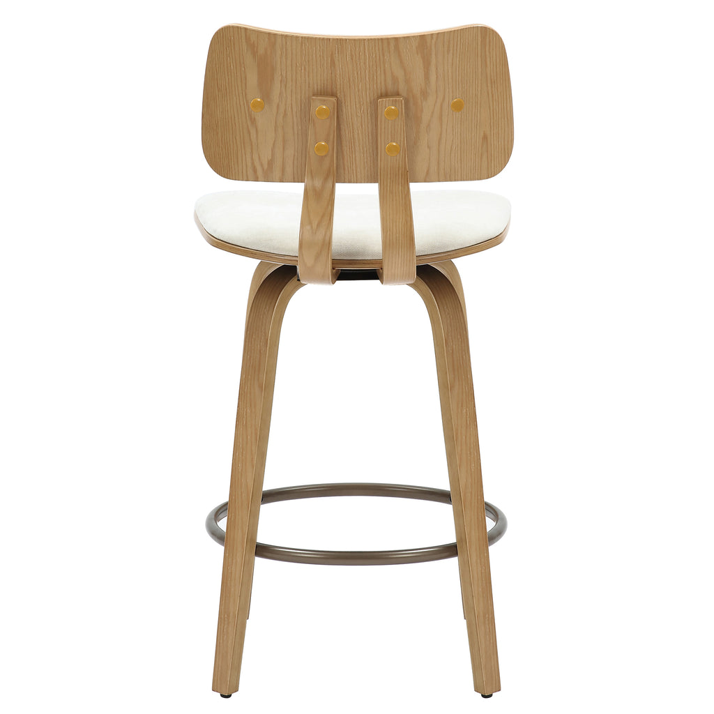 Zuni 26″ Counter Stool with Swivel, Fabric (Beige Fabric and Natural) (Set of 2)