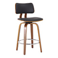 Zuni 26″ Counter Stool with Swivel, PU (Black PU and Walnut) (Set of 2)
