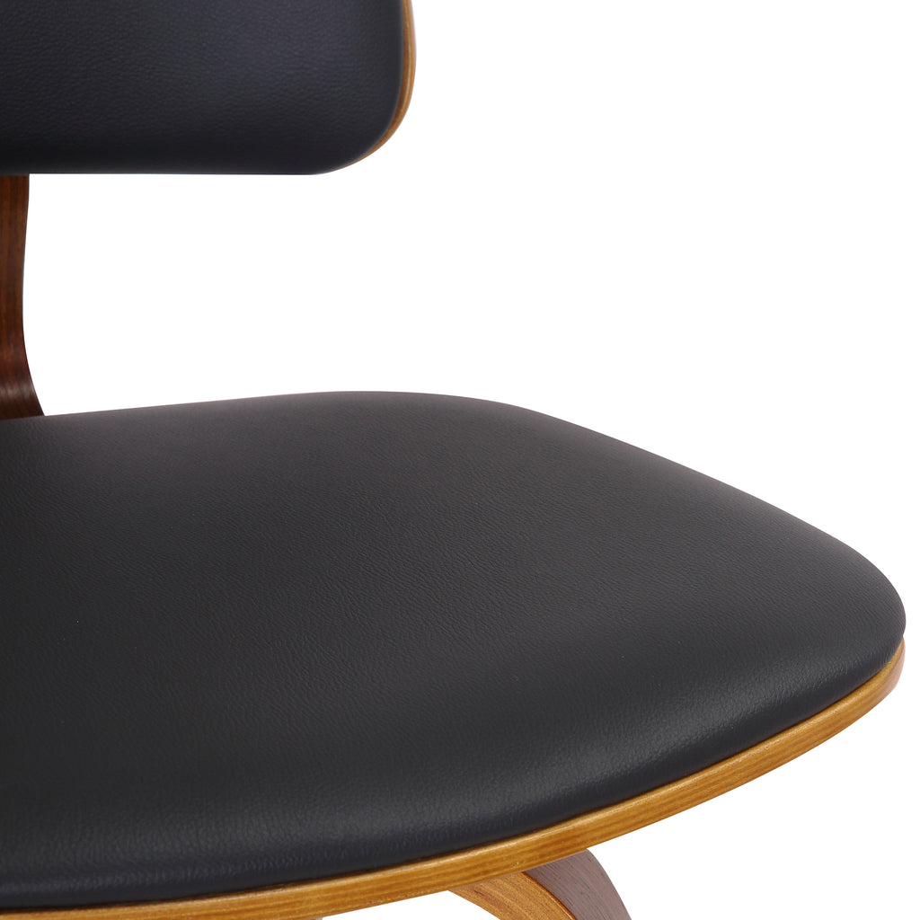 Zuni 26″ Counter Stool with Swivel, PU (Black PU and Walnut) (Set of 2)