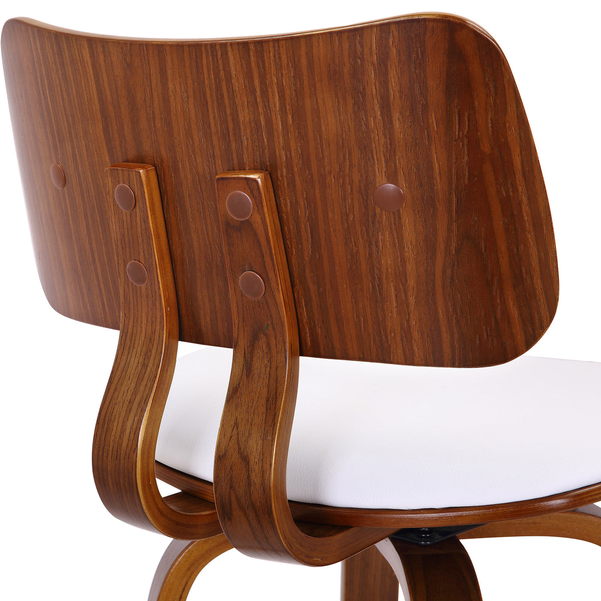Zuni 26″ Counter Stool with Swivel, PU (White PU and Walnut) (Set of 2)