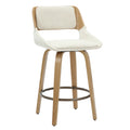 Hudson 26″ Counter Stool with Swivel (Beige Fabric and Natural) (Set of 2)