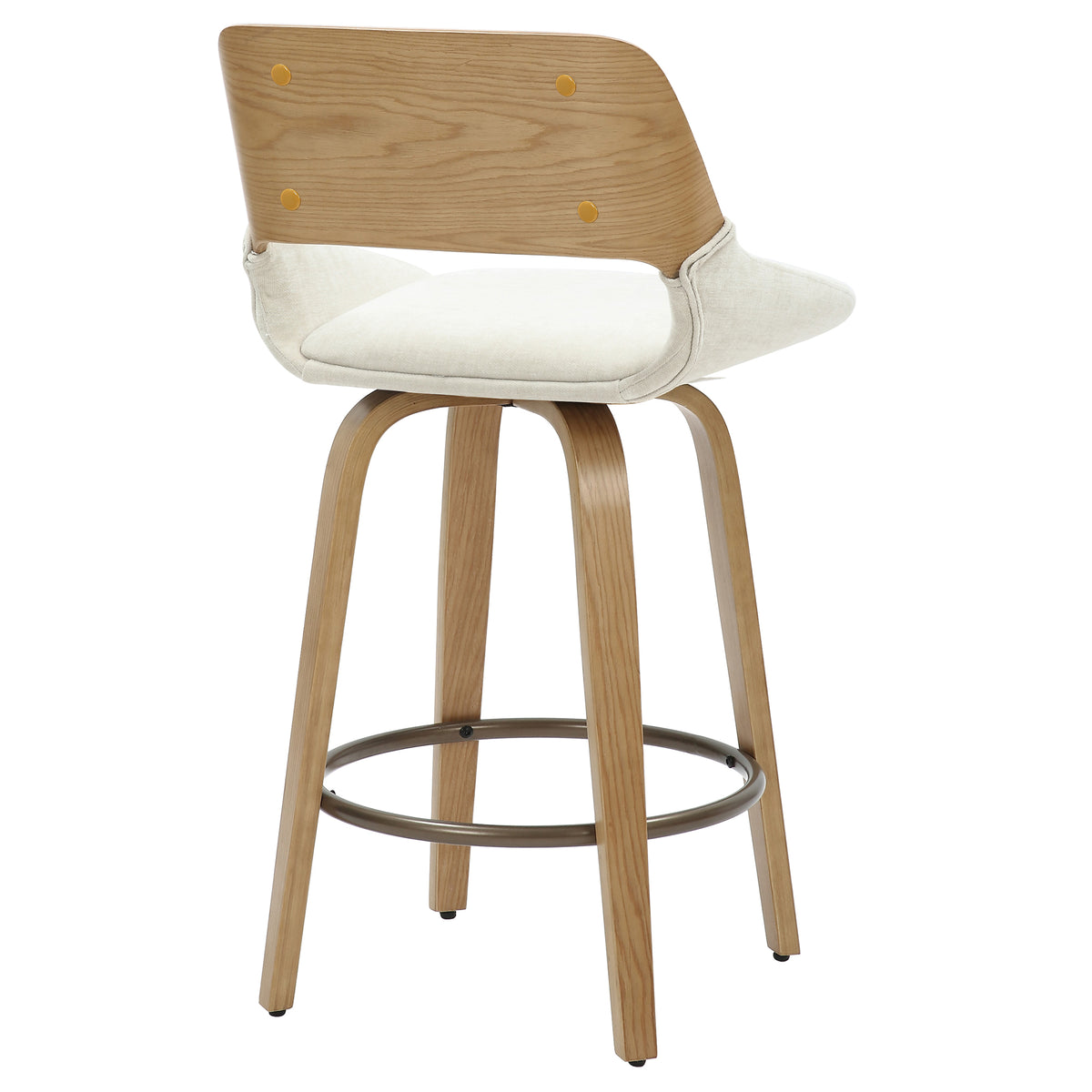 Hudson 26″ Counter Stool with Swivel (Beige Fabric and Natural) (Set of 2)