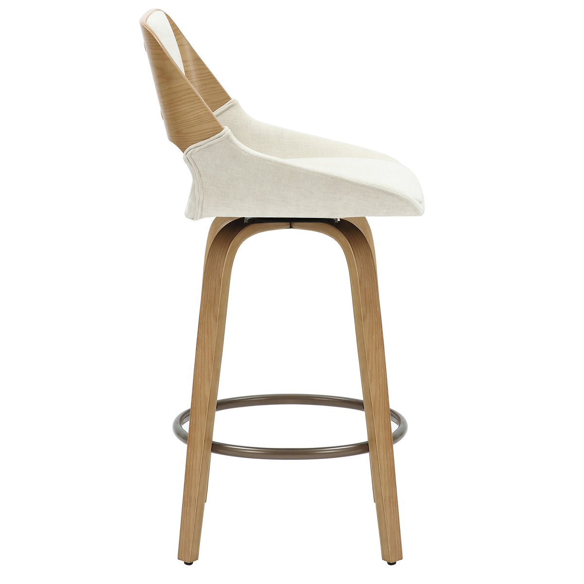Hudson 26″ Counter Stool with Swivel (Beige Fabric and Natural) (Set of 2)