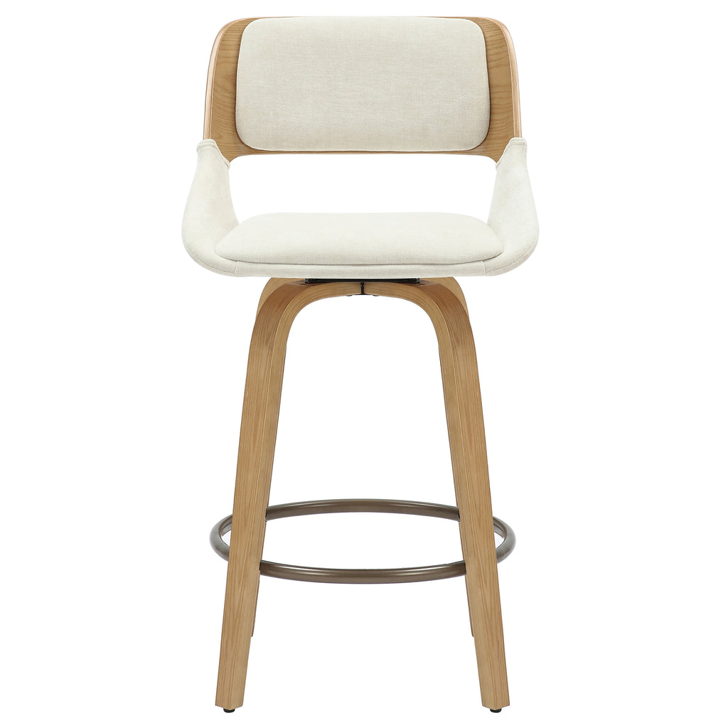 Hudson 26″ Counter Stool with Swivel (Beige Fabric and Natural) (Set of 2)