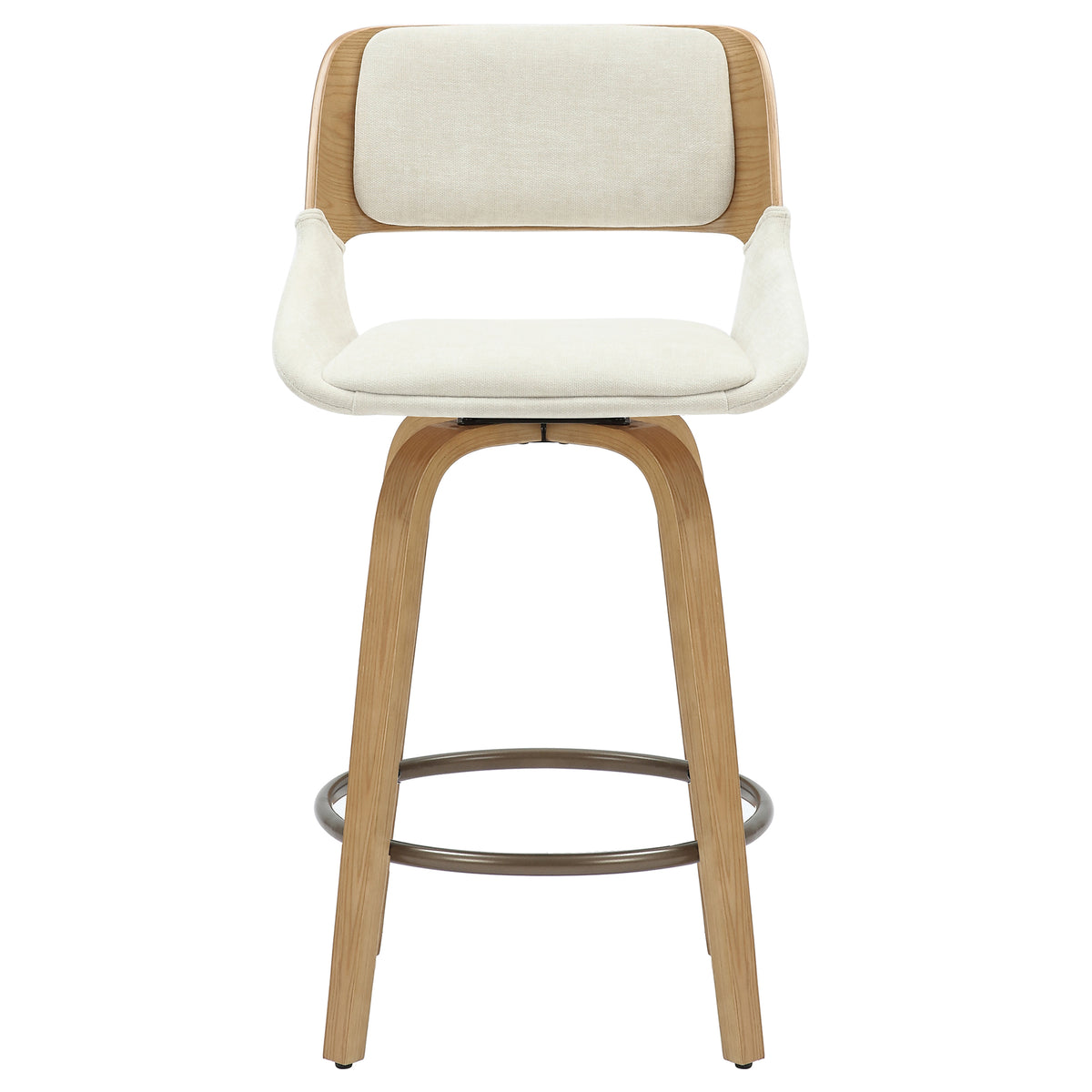 Hudson 26″ Counter Stool with Swivel (Beige Fabric and Natural) (Set of 2)