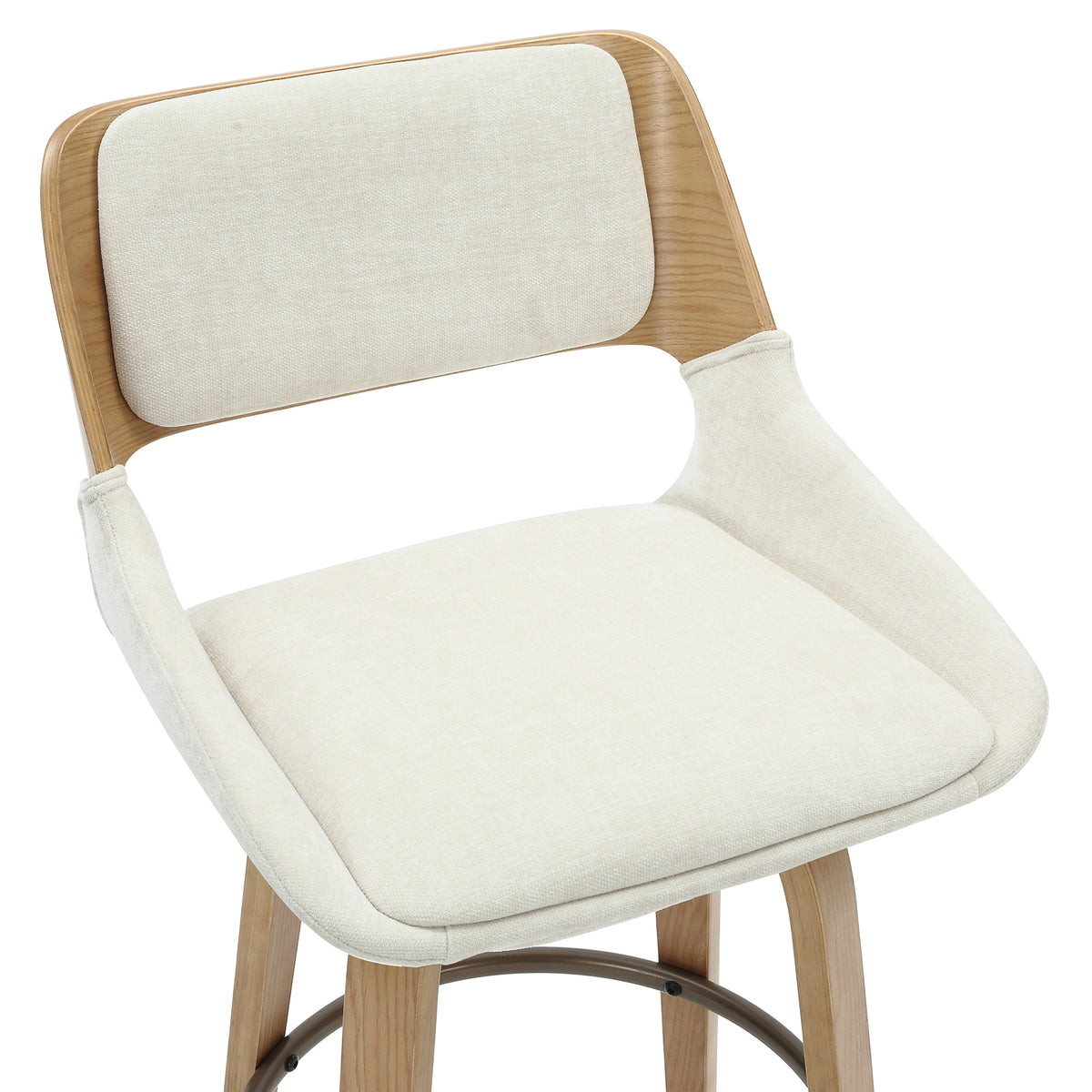 Hudson 26″ Counter Stool with Swivel (Beige Fabric and Natural) (Set of 2)