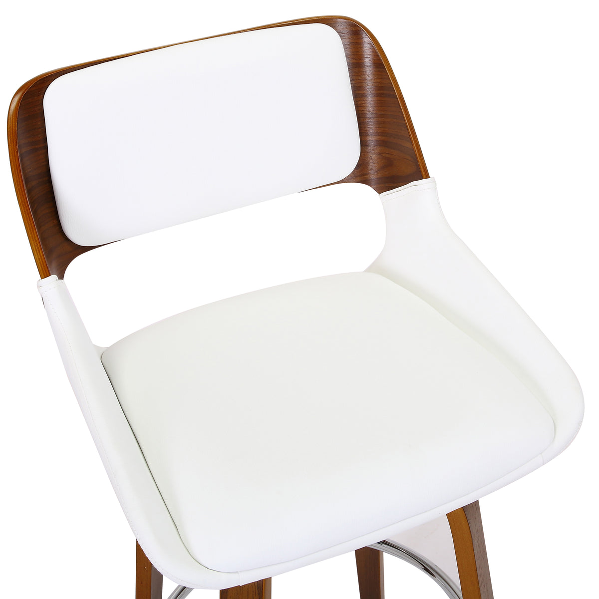 Hudson 26″ Counter Stool with Swivel (White Faux Leather and Walnut) (Set of 2)