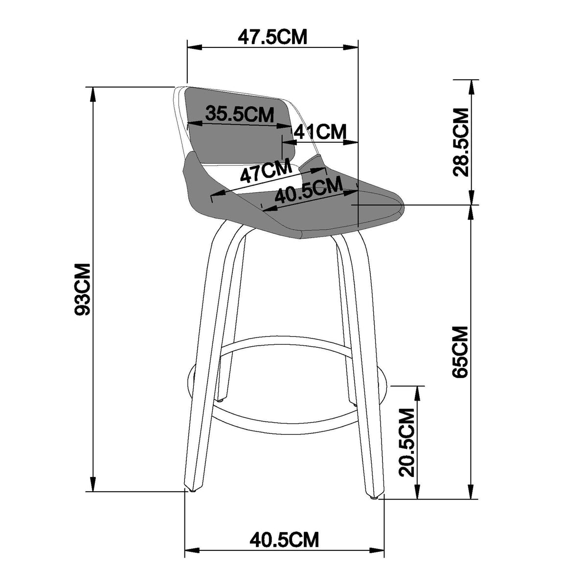 Hudson 26″ Counter Stool with Swivel (White Faux Leather and Walnut) (Set of 2)