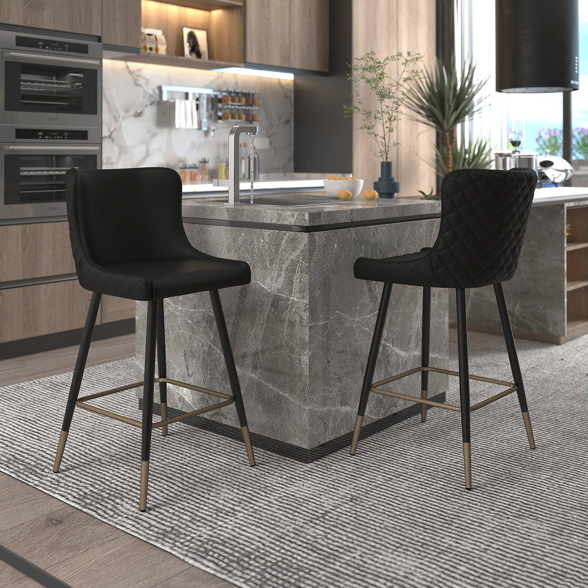 Xander 26″ Counter Stool, (Black) (Set of 2)