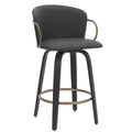 Lawson 26″ Counter Stool with Swivel (Charcoal and Black and Aged Gold) (Set of 2)
