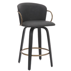 Lawson 26″ Counter Stool with Swivel (Charcoal and Black and Aged Gold) (Set of 2)