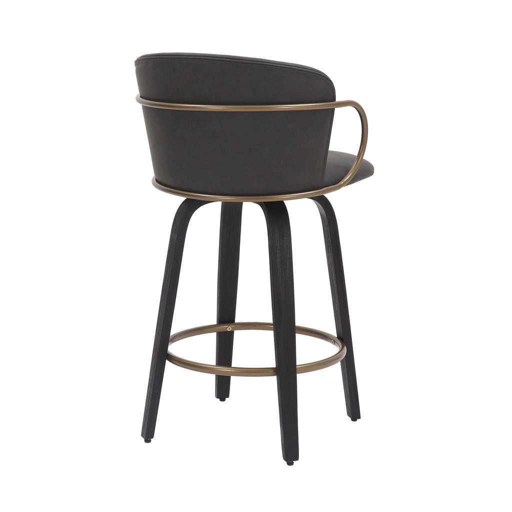 Lawson 26″ Counter Stool with Swivel (Charcoal and Black and Aged Gold) (Set of 2)