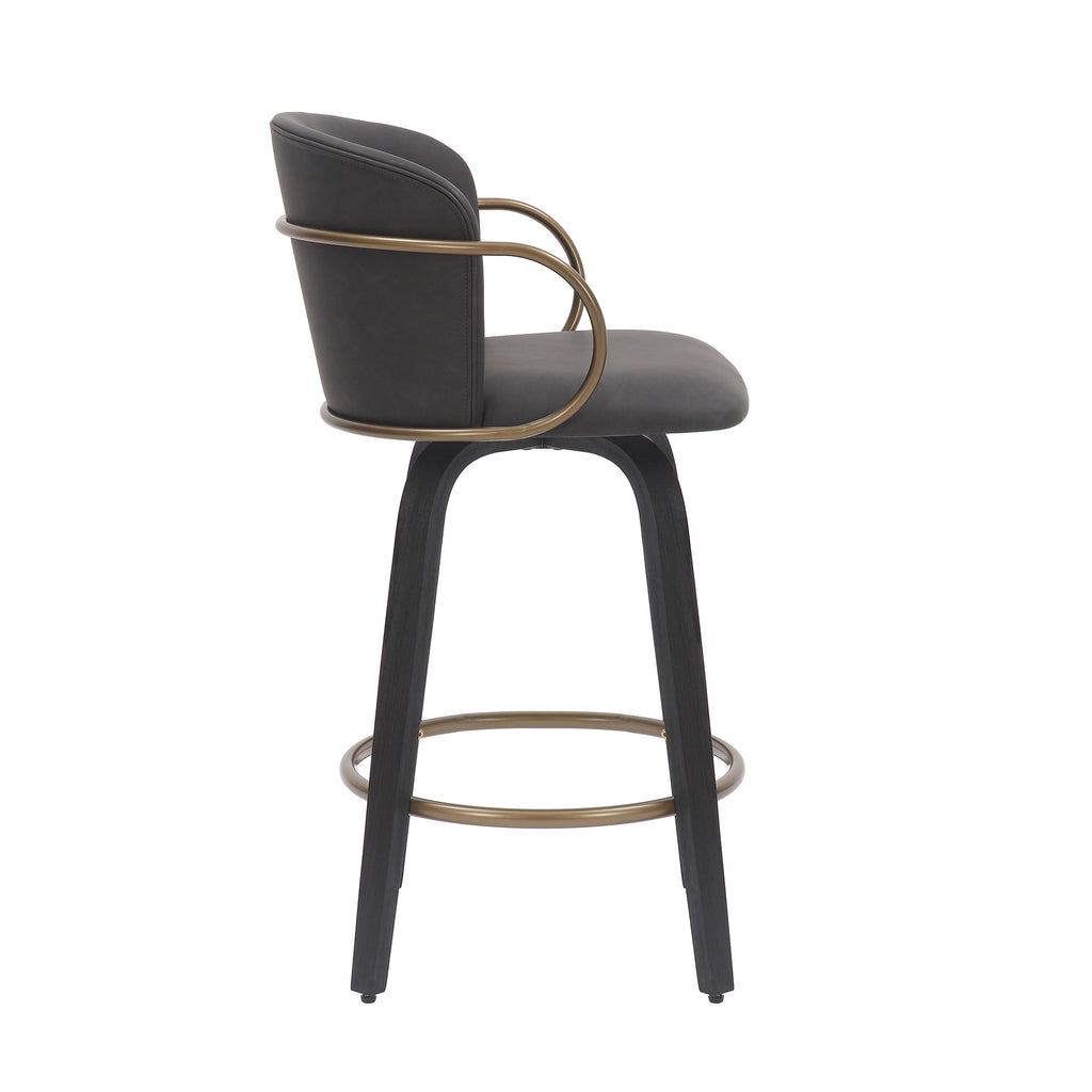 Lawson 26″ Counter Stool with Swivel (Charcoal and Black and Aged Gold) (Set of 2)