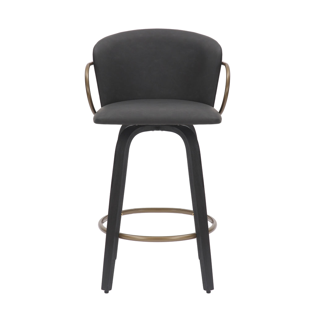 Lawson 26″ Counter Stool with Swivel (Charcoal and Black and Aged Gold) (Set of 2)