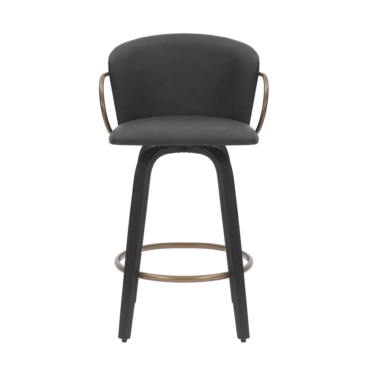 Lawson 26″ Counter Stool with Swivel (Charcoal and Black and Aged Gold) (Set of 2)