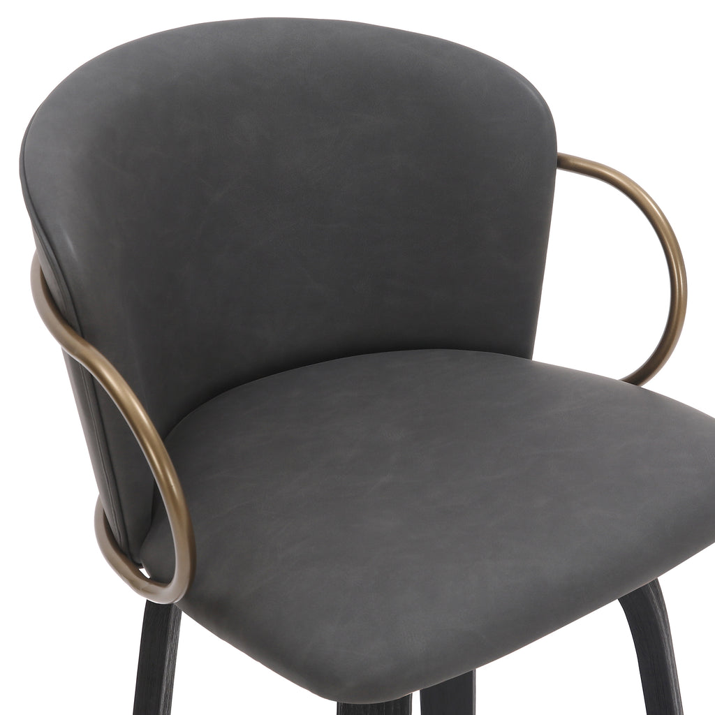 Lawson 26″ Counter Stool with Swivel (Charcoal and Black and Aged Gold) (Set of 2)