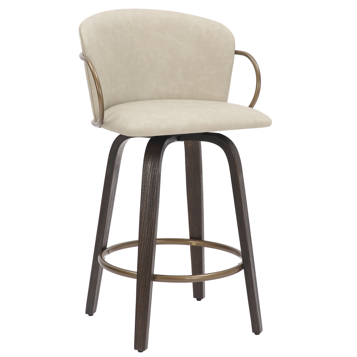 Lawson 26″ Counter Stool with Swivel (Ivory and Brown and Aged Gold) (Set of 2)