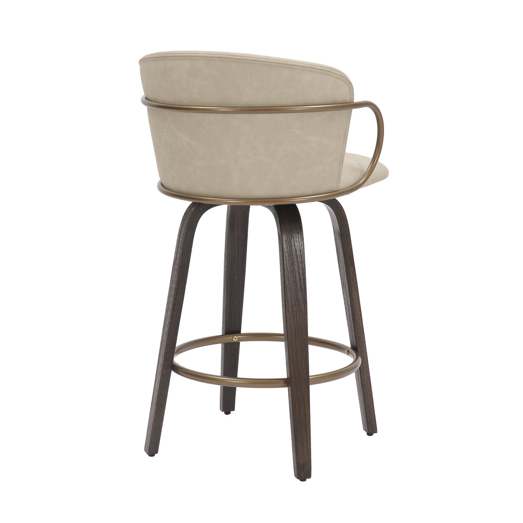 Lawson 26″ Counter Stool with Swivel (Ivory and Brown and Aged Gold) (Set of 2)