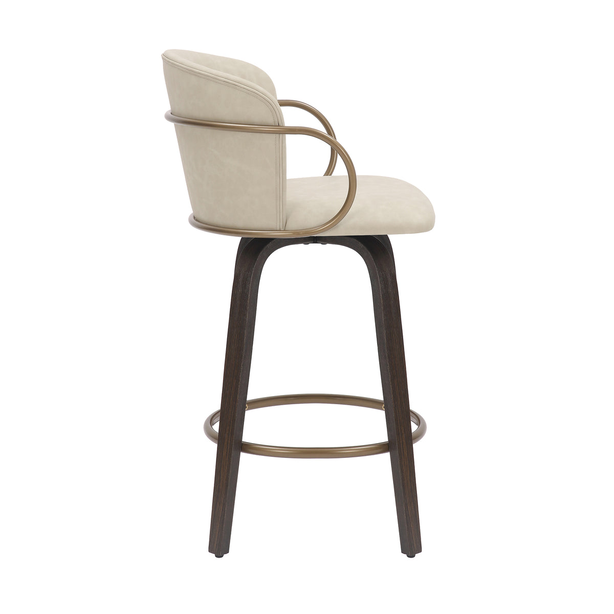 Lawson 26″ Counter Stool with Swivel (Ivory and Brown and Aged Gold) (Set of 2)