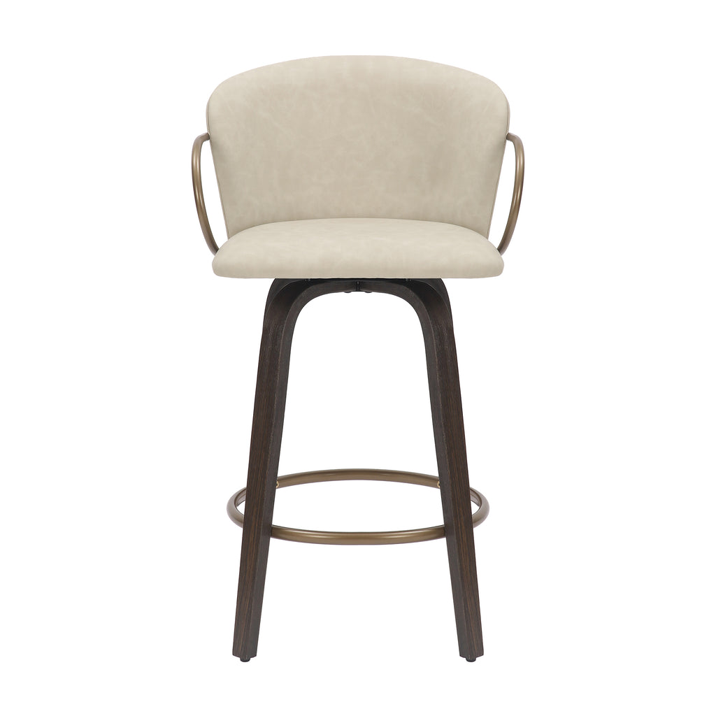 Lawson 26″ Counter Stool with Swivel (Ivory and Brown and Aged Gold) (Set of 2)