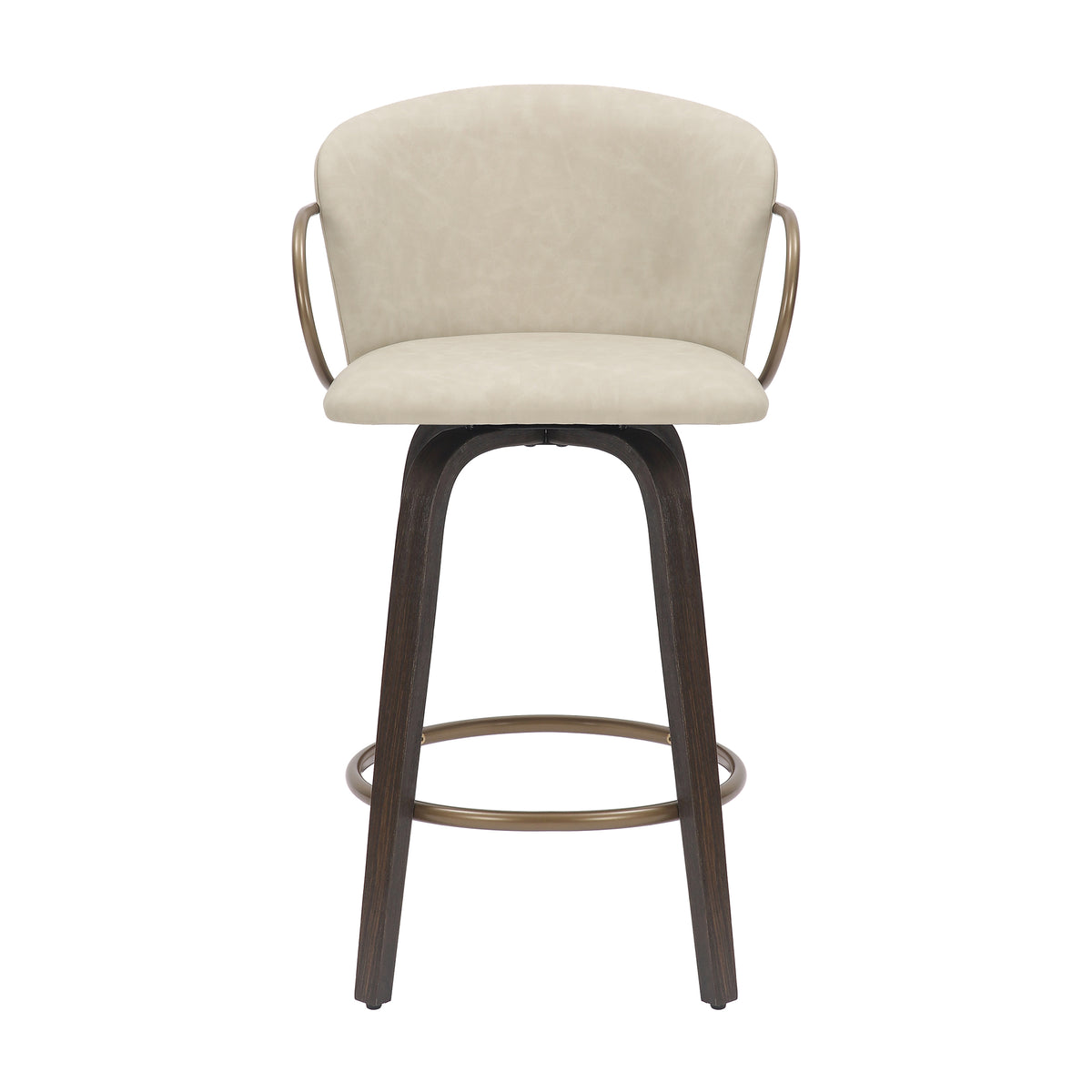 Lawson 26″ Counter Stool with Swivel (Ivory and Brown and Aged Gold) (Set of 2)