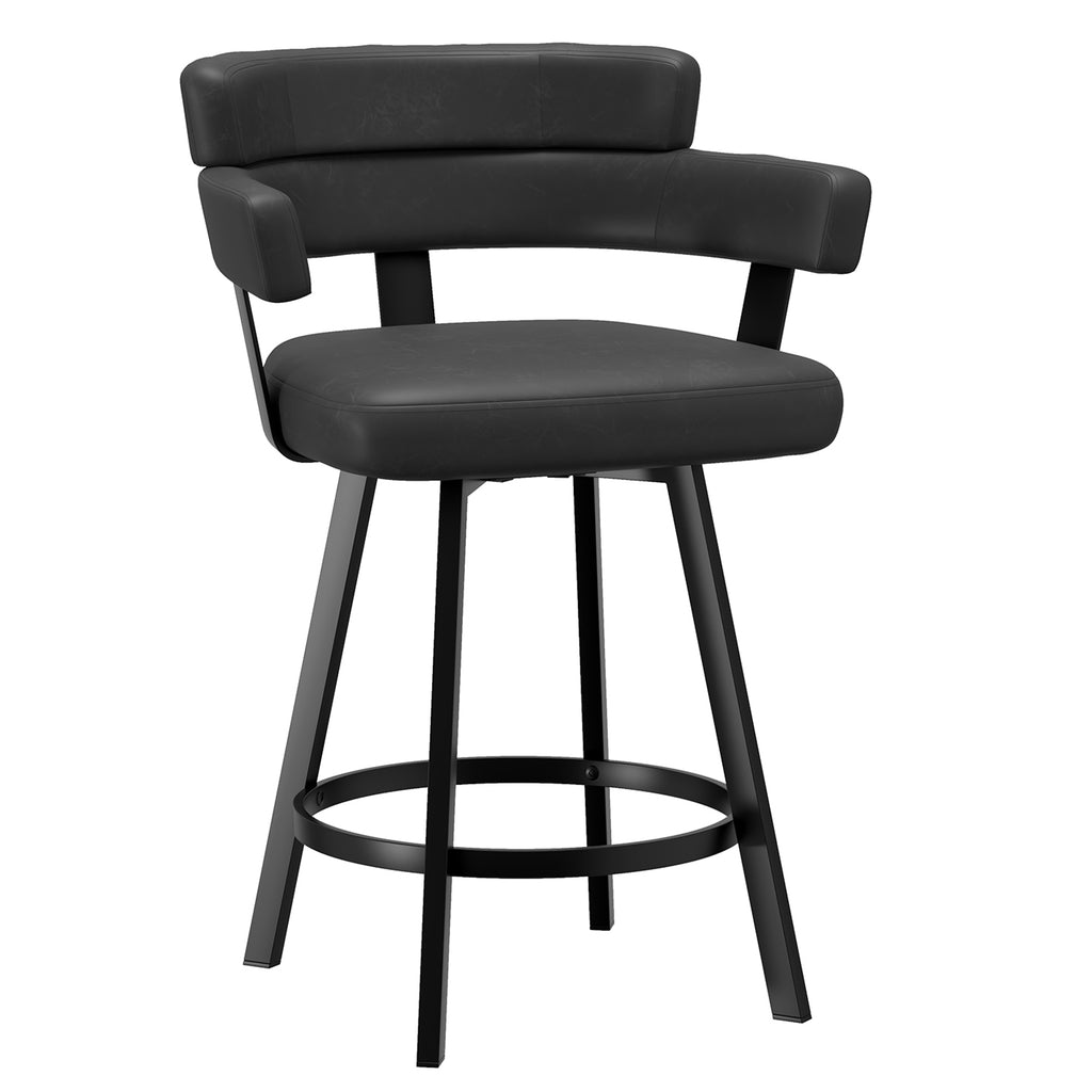 Oberon 26″ Counter Stool with Swivel (Charcoal and Black) (Set of 2)