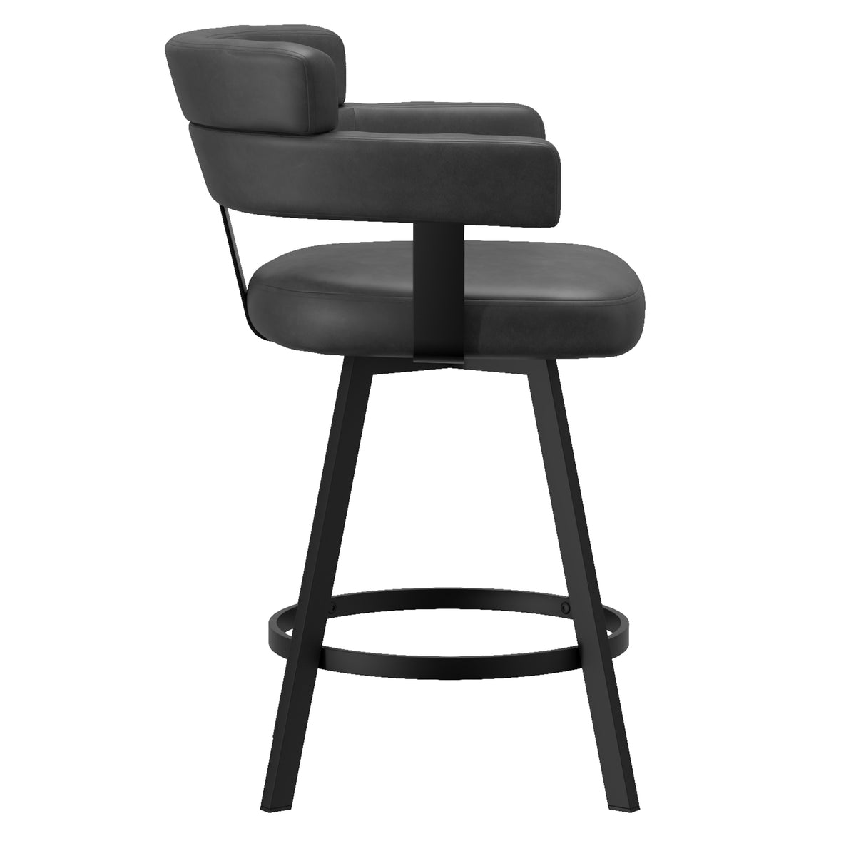 Oberon 26″ Counter Stool with Swivel (Charcoal and Black) (Set of 2)