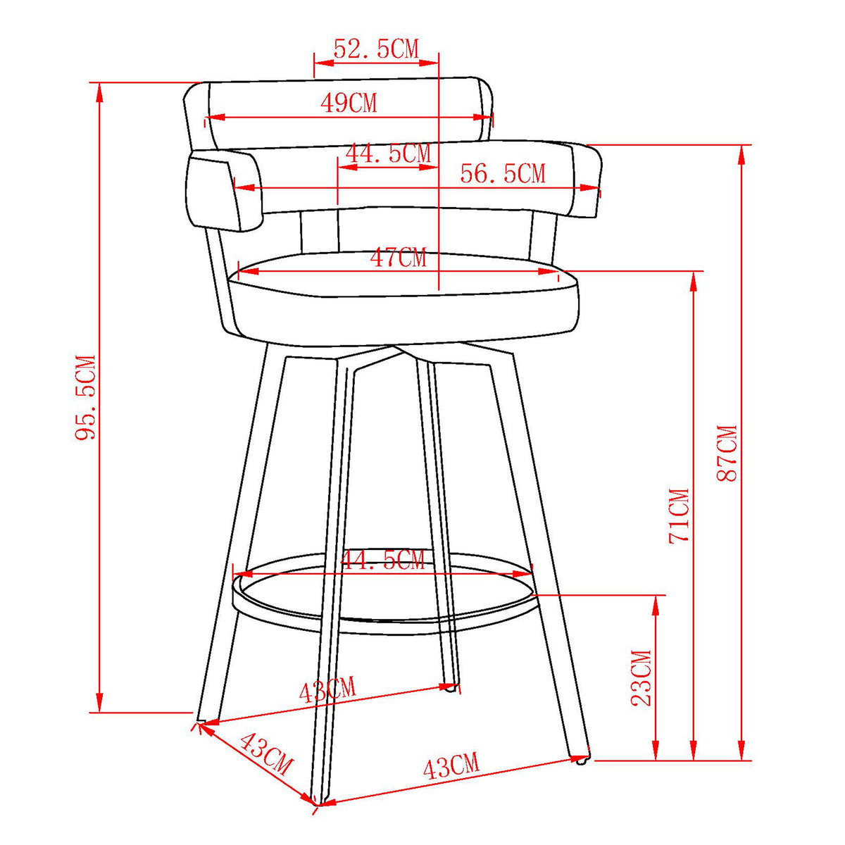 Oberon 26″ Counter Stool with Swivel (Charcoal and Black) (Set of 2)