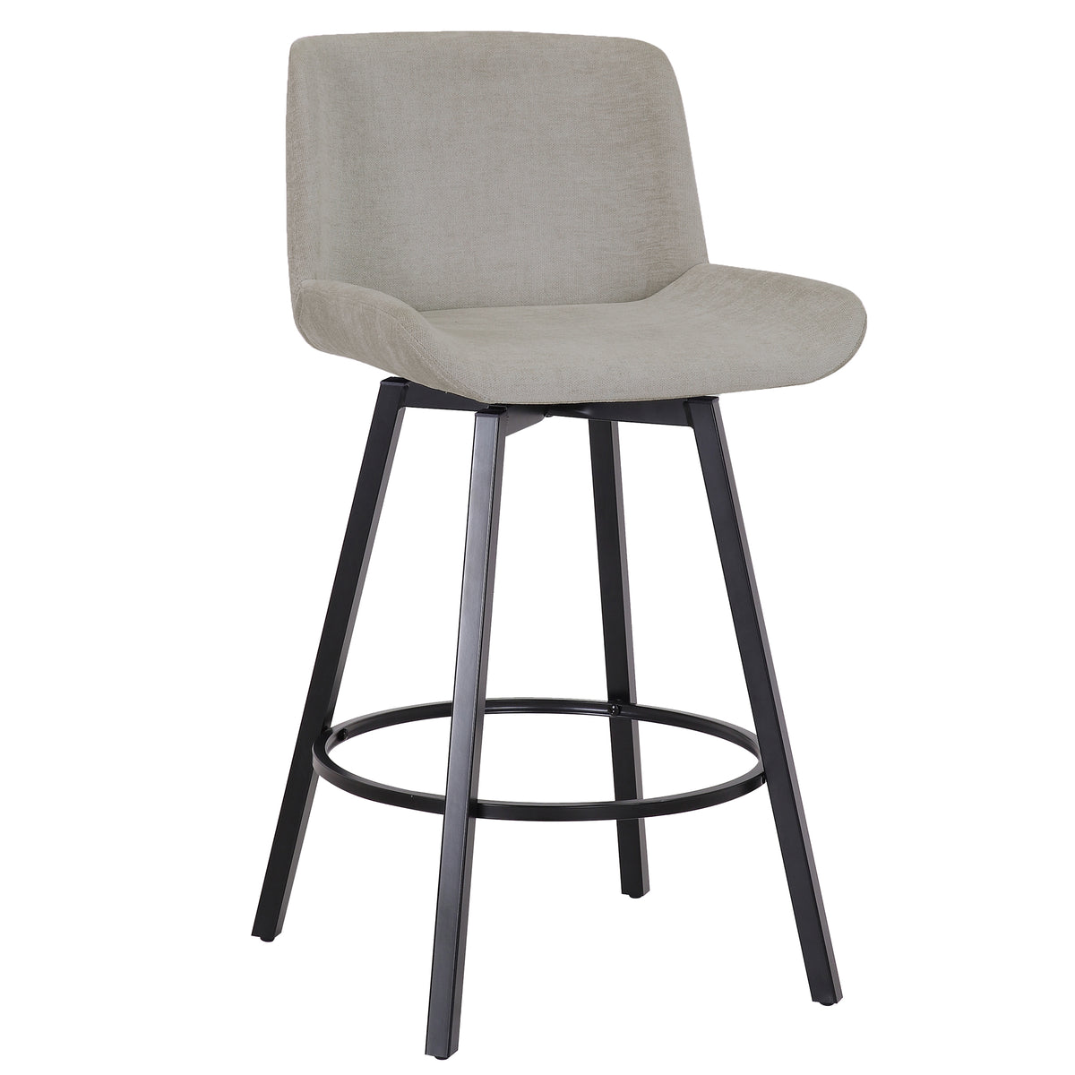 Fern 26″ Counter Stool with Swivel (Grey Fabric and Black) (Set of 2)