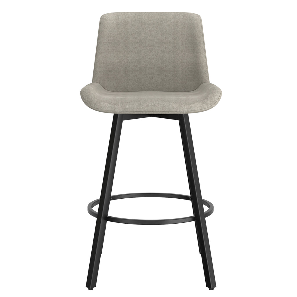 Fern 26″ Counter Stool with Swivel (Grey Fabric and Black) (Set of 2)