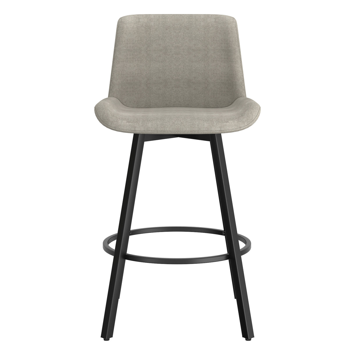Fern 26″ Counter Stool with Swivel (Grey Fabric and Black) (Set of 2)