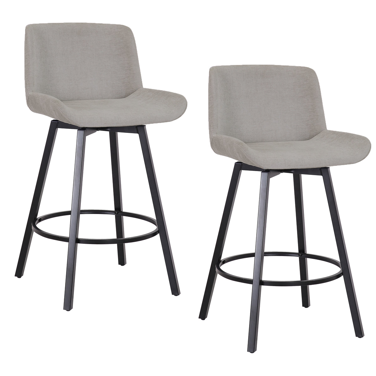 Fern 26″ Counter Stool with Swivel (Grey Fabric and Black) (Set of 2)
