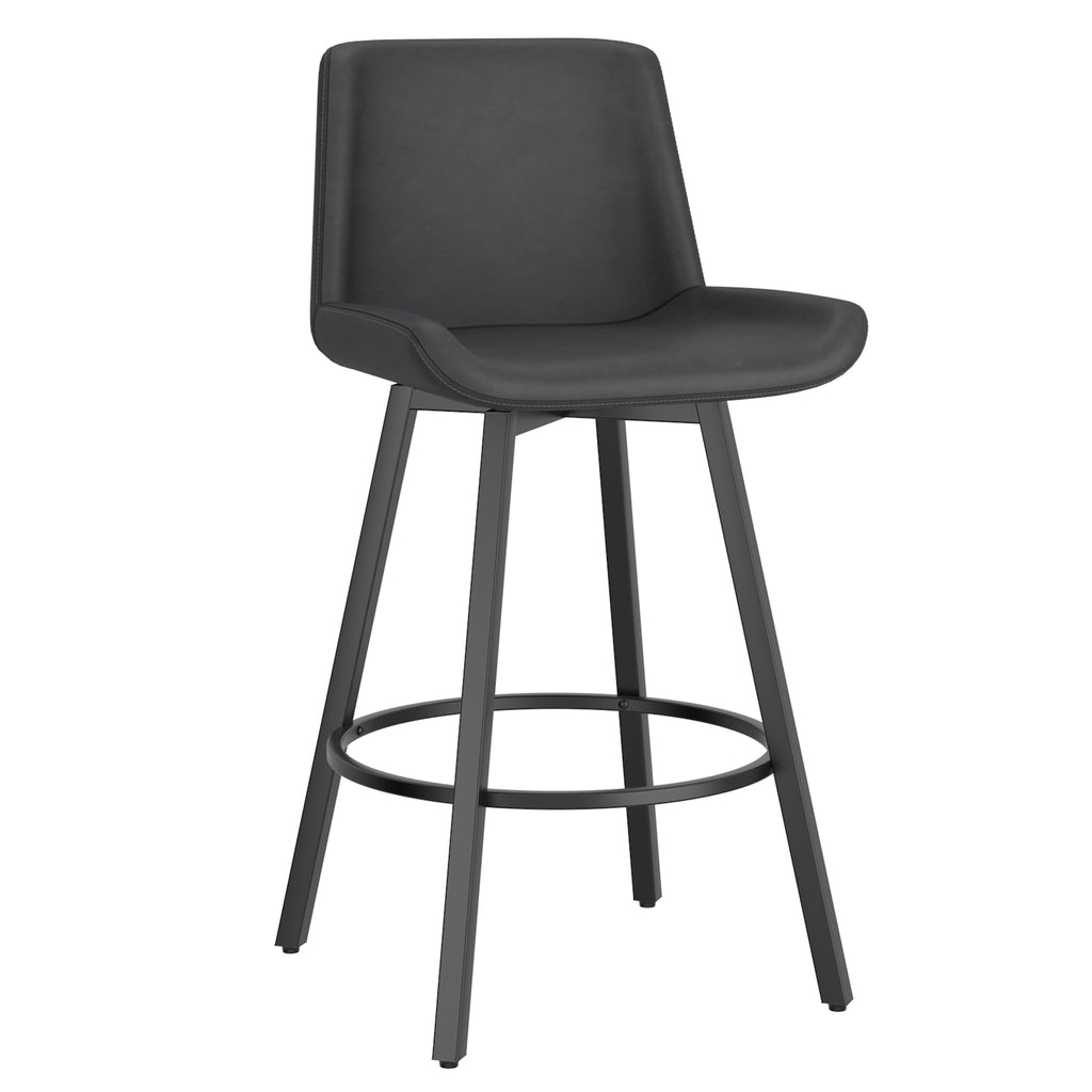 Fern 26″ Counter Stool with Swivel (Vintage Charcoal PU and Black) (Set of 2)