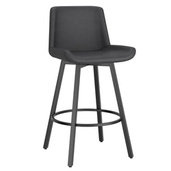 Fern 26″ Counter Stool with Swivel (Vintage Charcoal PU and Black) (Set of 2)
