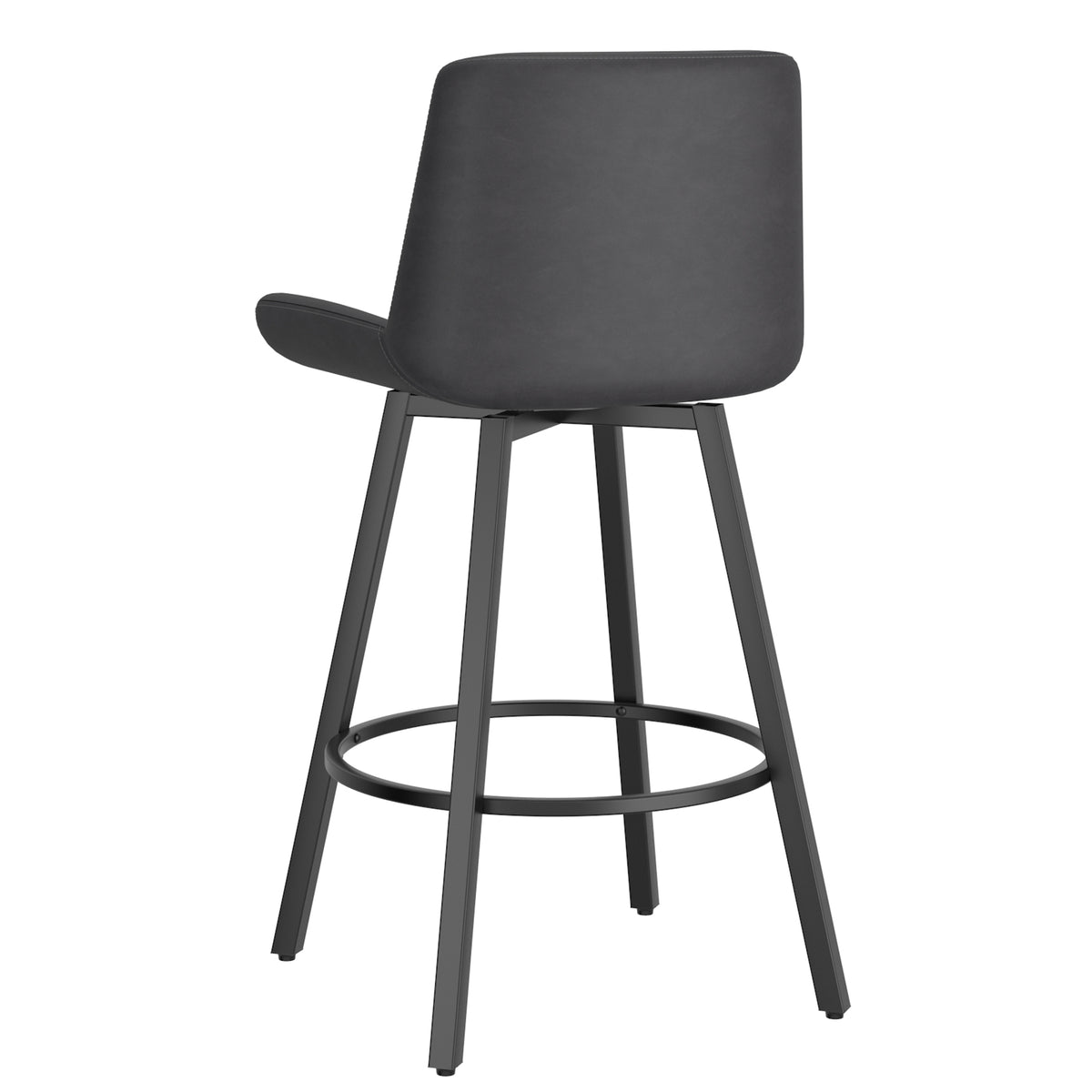 Fern 26″ Counter Stool with Swivel (Vintage Charcoal PU and Black) (Set of 2)