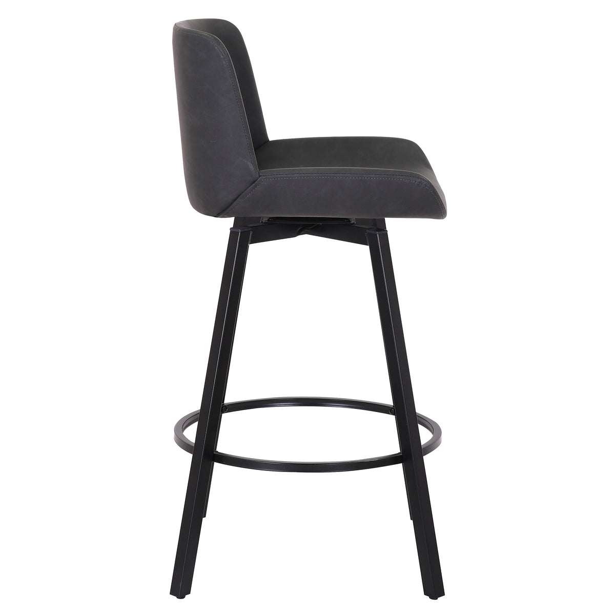 Fern 26″ Counter Stool with Swivel (Vintage Charcoal PU and Black) (Set of 2)