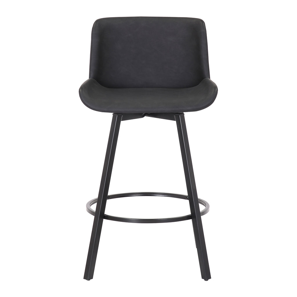 Fern 26″ Counter Stool with Swivel (Vintage Charcoal PU and Black) (Set of 2)