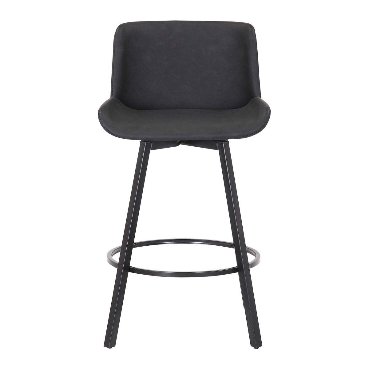 Fern 26″ Counter Stool with Swivel (Vintage Charcoal PU and Black) (Set of 2)