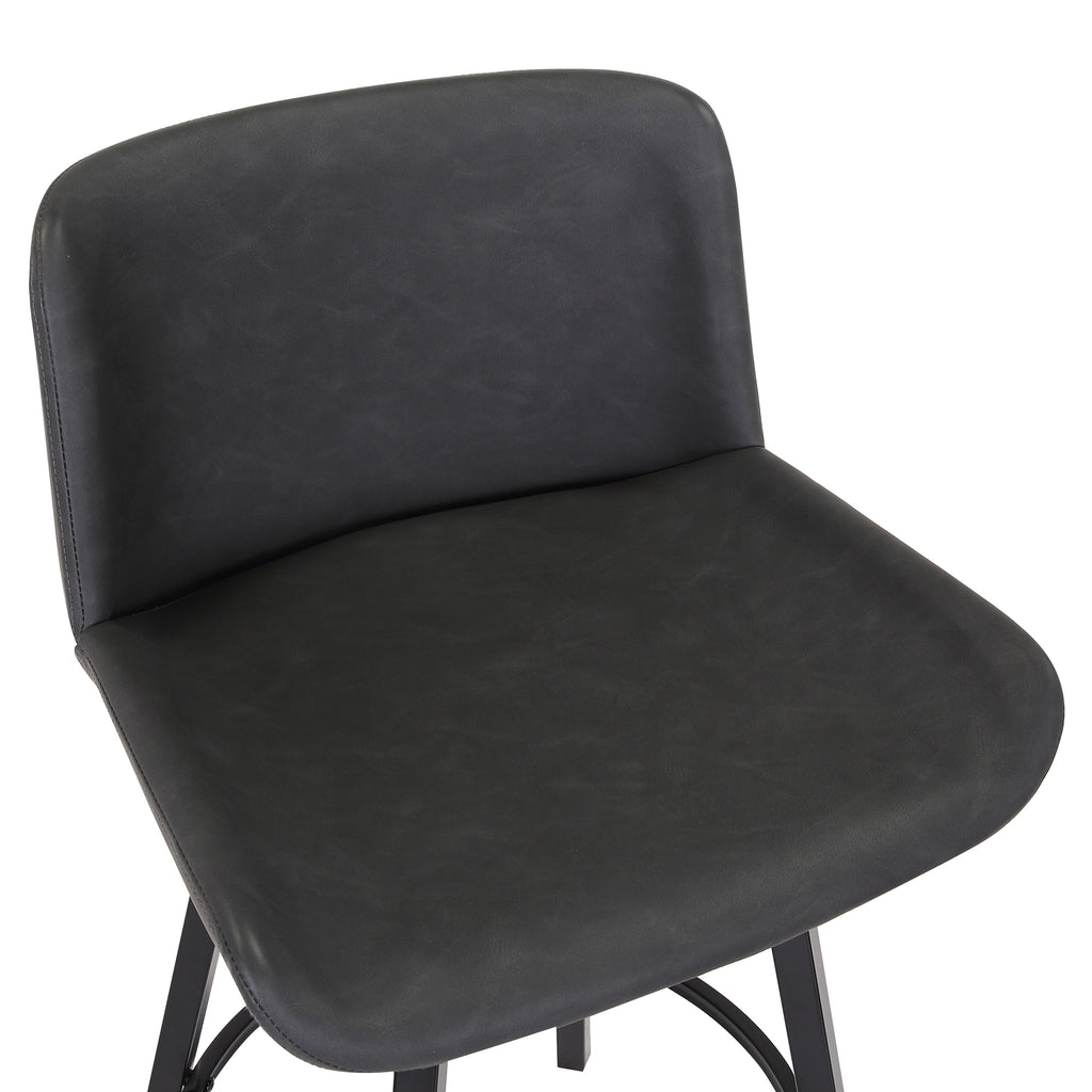 Fern 26″ Counter Stool with Swivel (Vintage Charcoal PU and Black) (Set of 2)