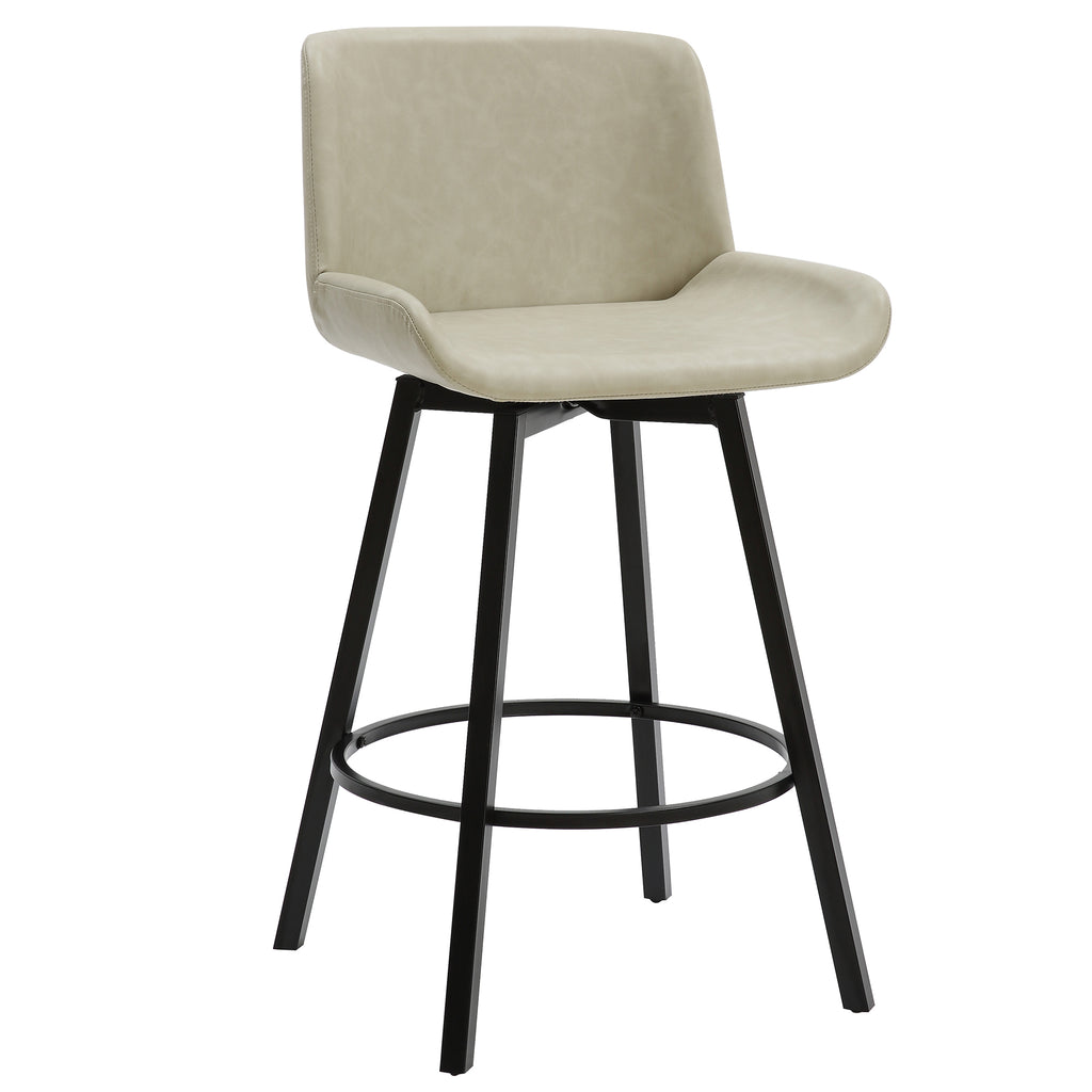 Fern 26″ Counter Stool with Swivel (Vintage Ivory PU and Black) (Set of 2)