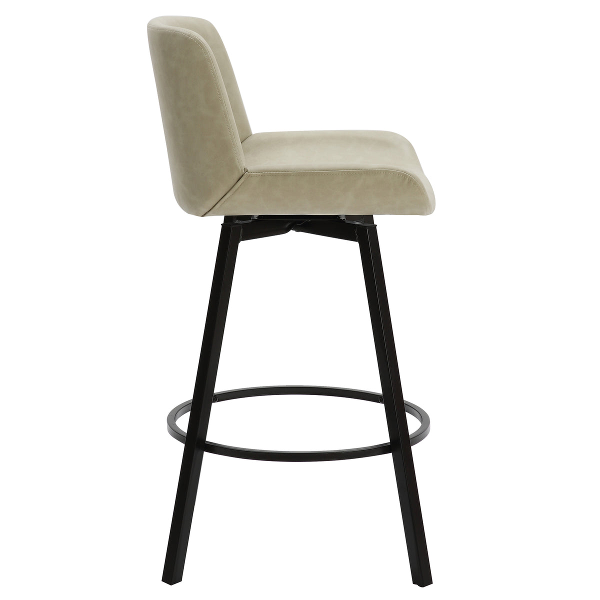 Fern 26″ Counter Stool with Swivel (Vintage Ivory PU and Black) (Set of 2)