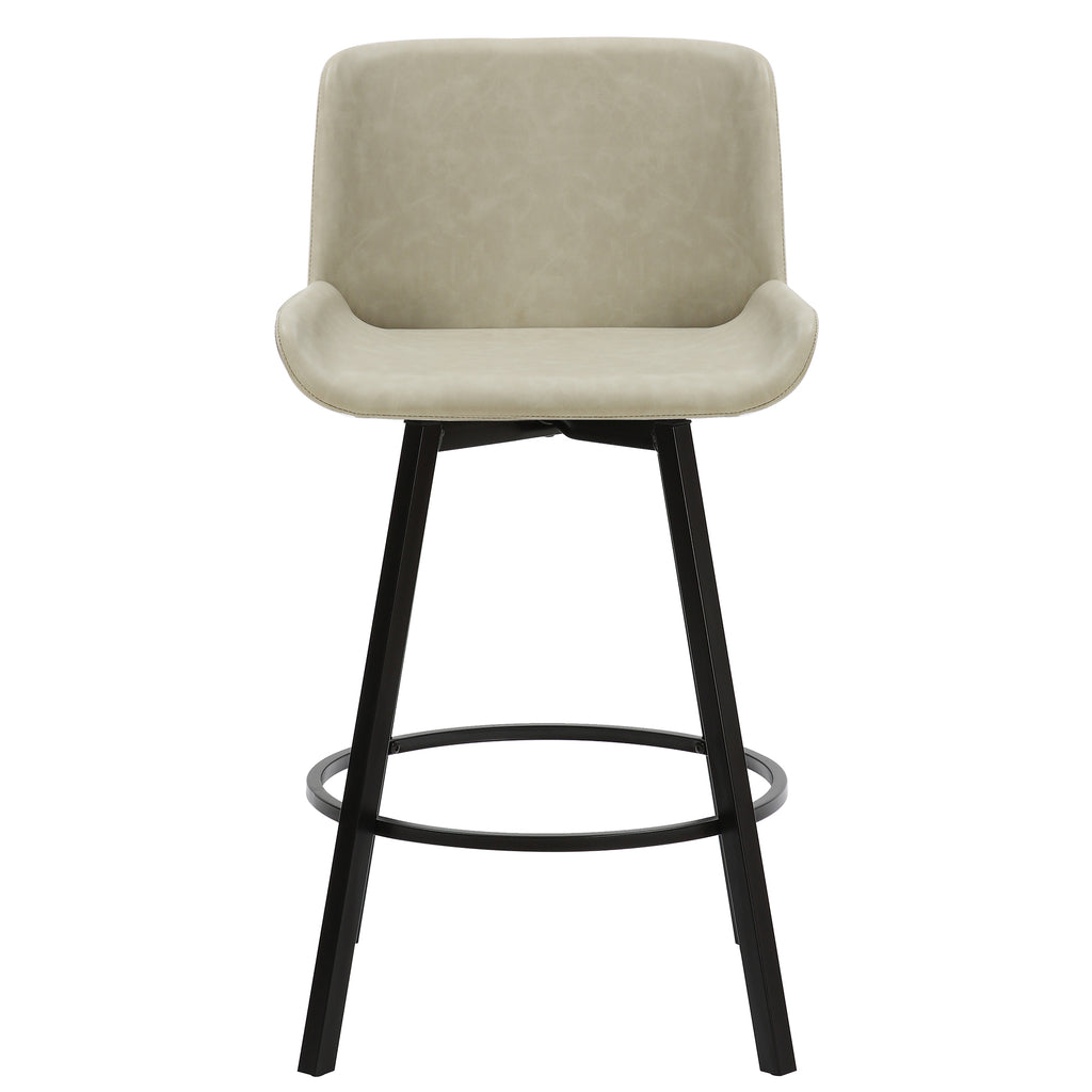 Fern 26″ Counter Stool with Swivel (Vintage Ivory PU and Black) (Set of 2)